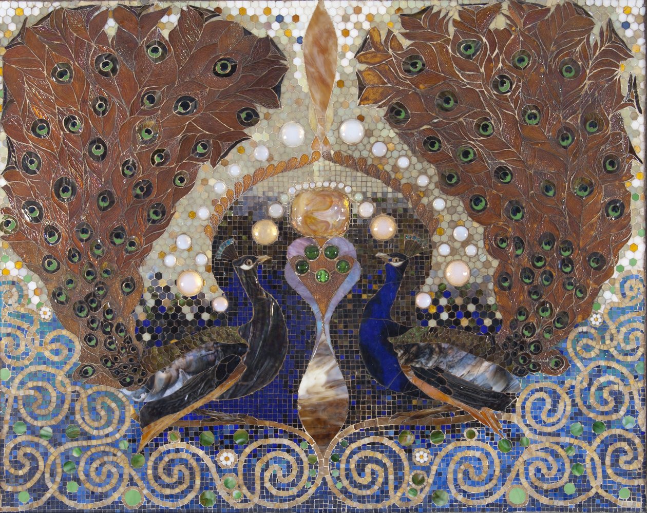 Pauwenmozaïek uit de hal van het huis van Henry O. Havemeyer, New York door Louis Comfort Tiffany