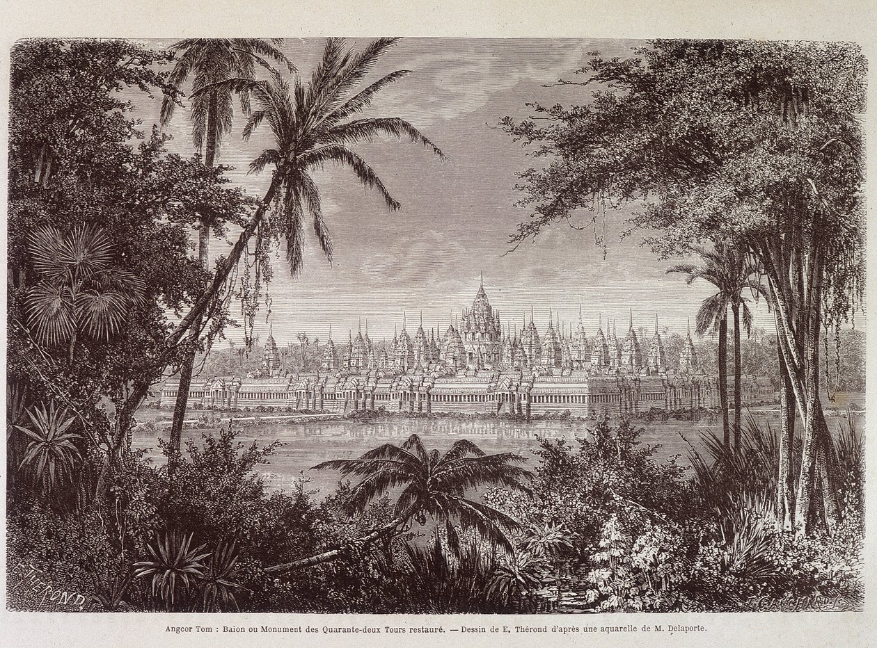 Uitzicht op Angkor Thom rond 1870 - in 