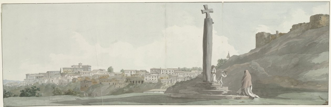 Gezicht op Arriano en monument, zogenaamde altaar van Janus door Louis Ducros