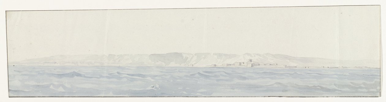 Gezicht op Crotone en de kust door Louis Ducros