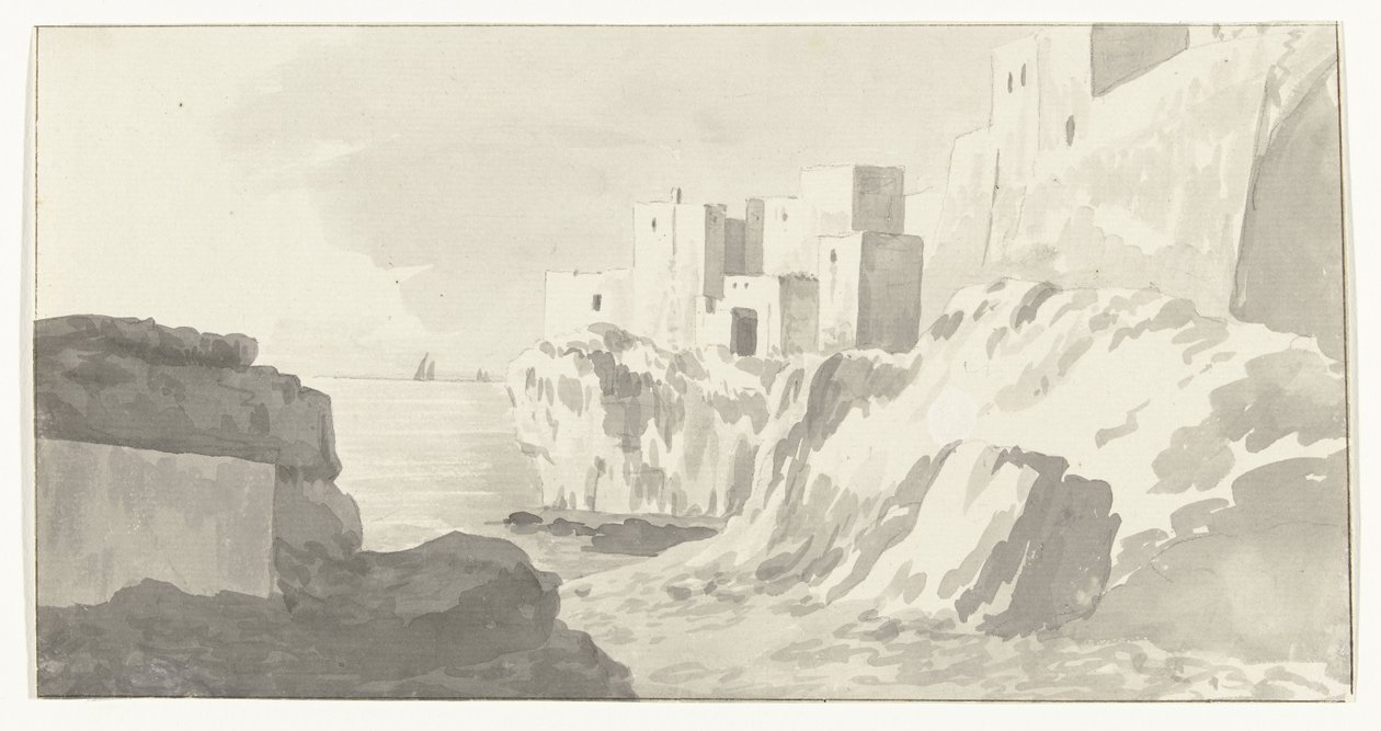 Gezicht op Polignano door Louis Ducros