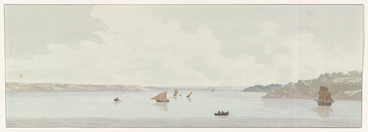 Gezicht op een deel van het Mare Piccolo door Louis Ducros