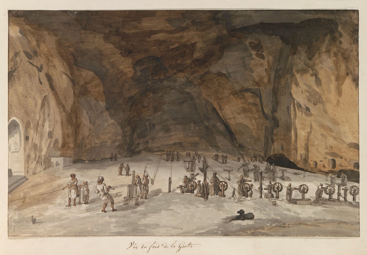 Interieur van grot Santa Maria Capella (Voyage en Italie, en Sicile et à Malte - 1778) door Louis Ducros