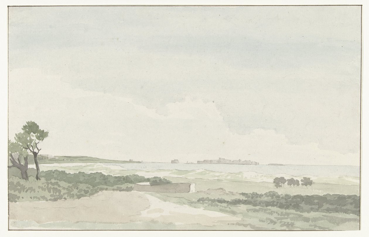Vergezicht met de stad Gallipoli door Louis Ducros