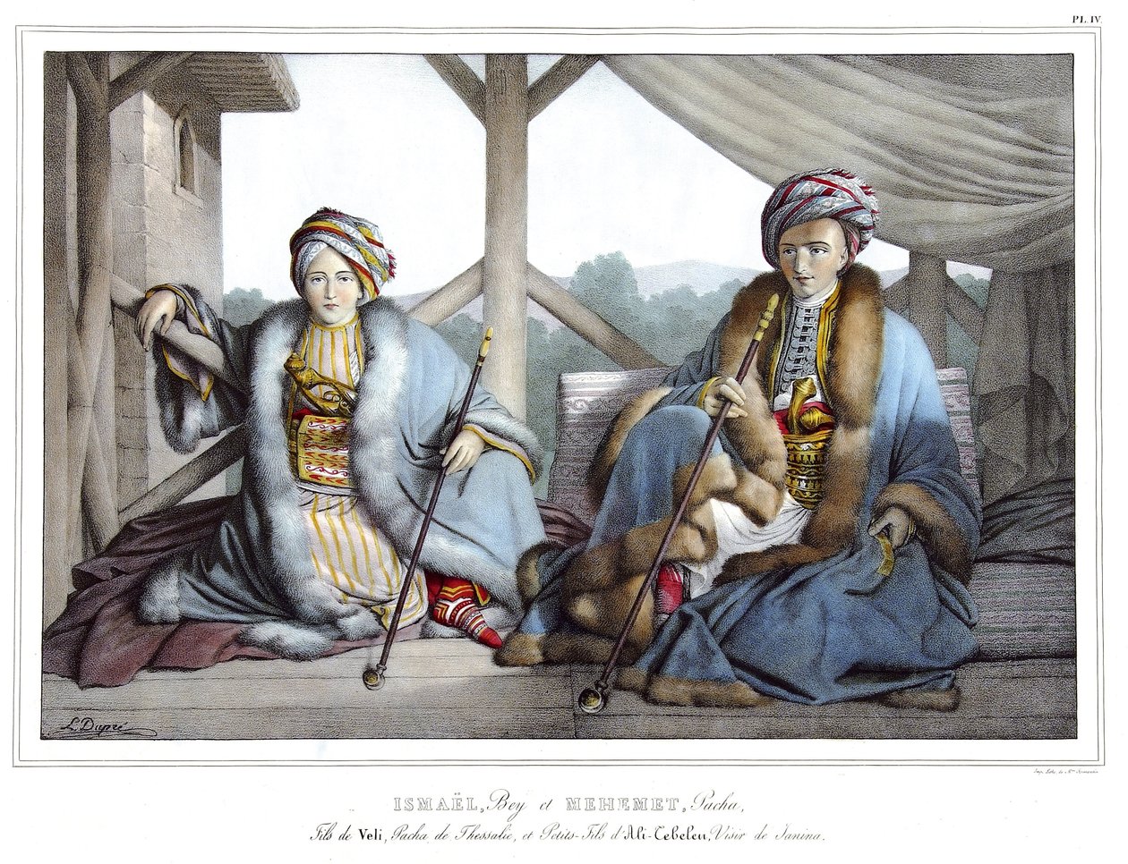 Ismael, Bey en Mehemet Pasha, zoon van Veli, pasha van Thessalië en kleinzoon van Ali Tebelen (1741-1822), vizier van Janina, in 