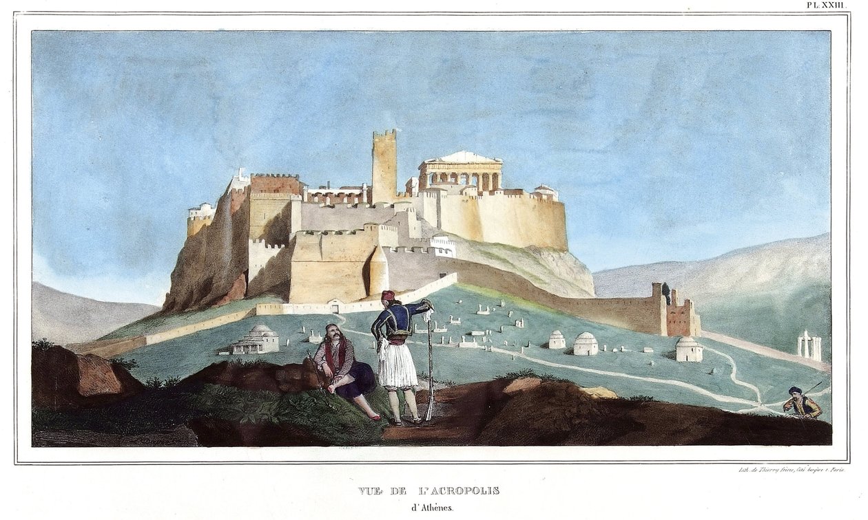 Uitzicht op de Akropolis van Athene. in 