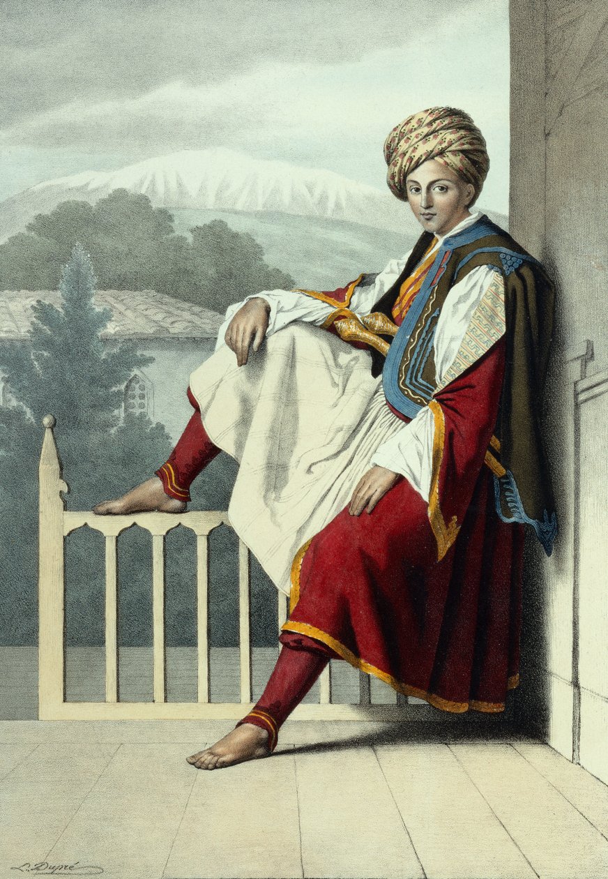 Een bediende van Veli Pasja van Thessalië, ca.1819 (litho) door Louis Dupre