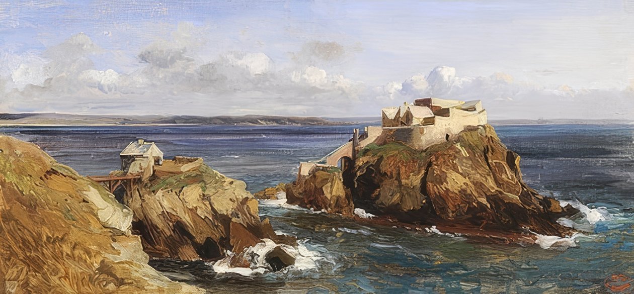 Uitzicht op het fort van Bertheaume door Eugene Isabey