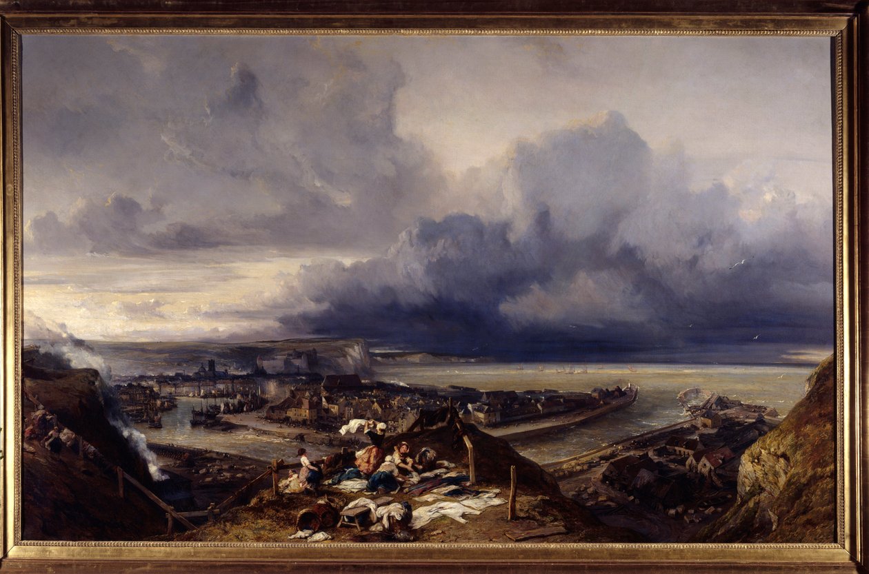 Uitzicht op de haven van Dieppe in Normandië door Louis Eugene Gabriel Isabey