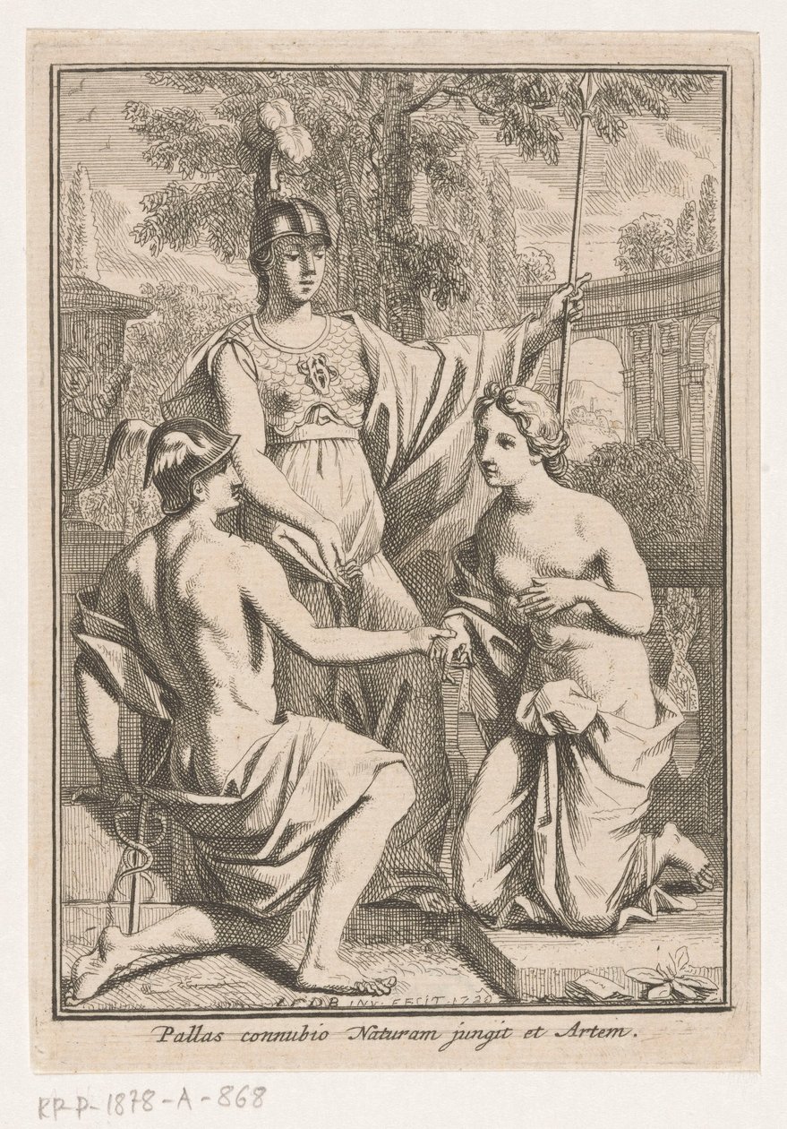 Minerva herenigd Mercurius en de personificatie van de natuur door Louis Fabritius Dubourg