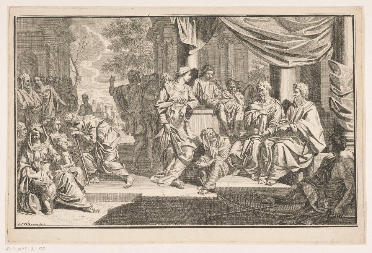 Paulus en Barnabas predikend voor de tempel door Louis Fabritius Dubourg