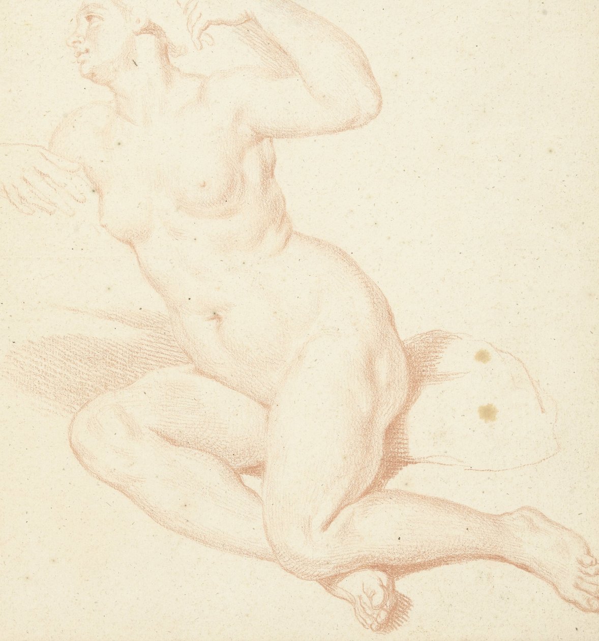 Studie van een zittend vrouwelijk naakt door Louis Fabritius Dubourg