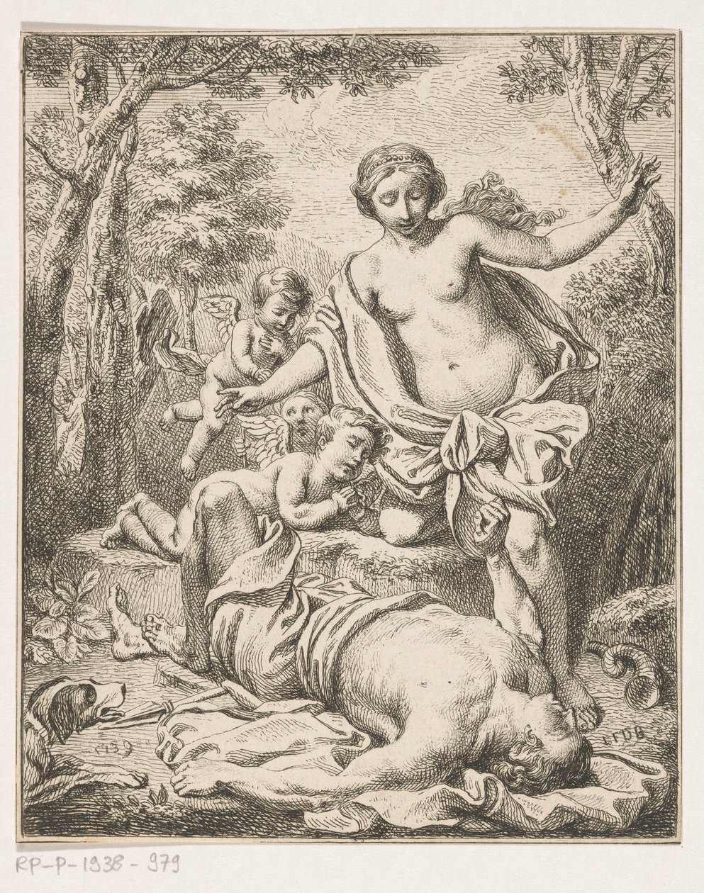 Venus en Adonis door Louis Fabritius Dubourg