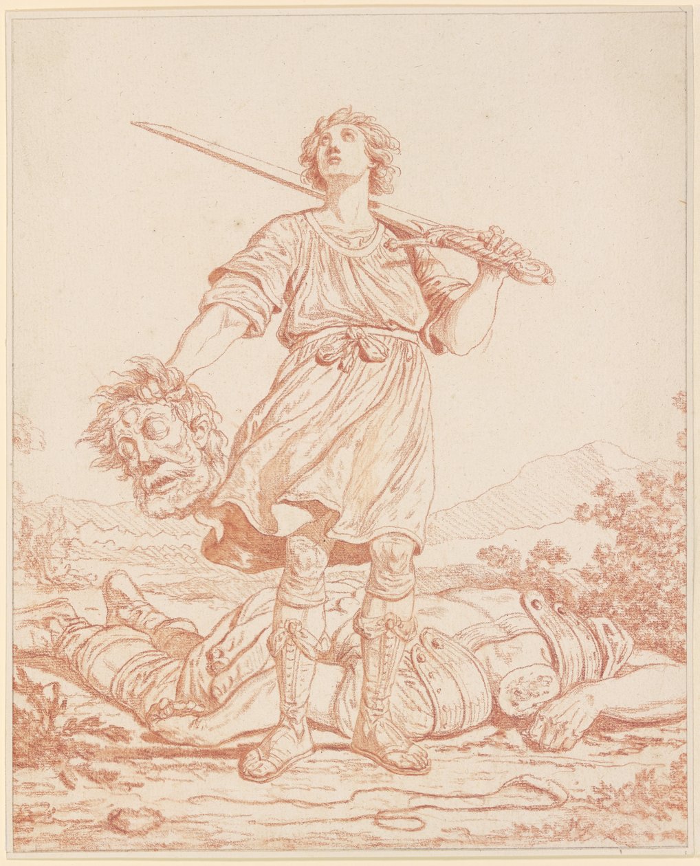 David als overwinnaar van de reus Goliath door Louis Felix de la Rue