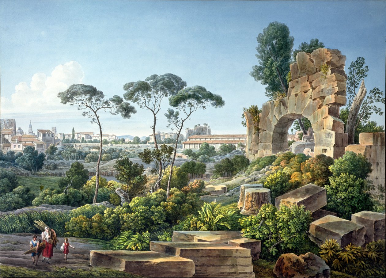 Uitzicht op de Esquilijn, Rome, ca.1800 door Louis Francois Cassas