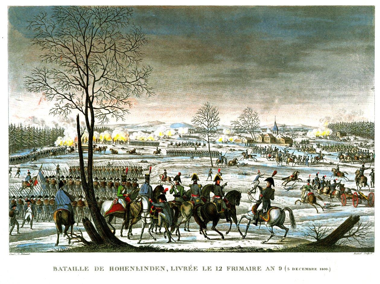 De Slag bij Hohenlinden, 12 Frimaire, Jaar 9 (3 december 1800) gegraveerd door Edme Bovinet (1767-1832) door Louis Francois Couche