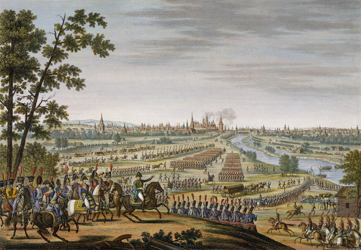 De Intocht van de Fransen in Moskou, 14 september 1812, gegraveerd door Edme Bovinet door Louis Francois Couche