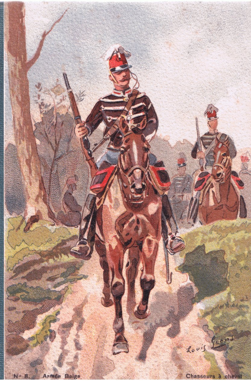 Chasseurs A Cheval, ansichtkaart, 1920s door Louis Geens