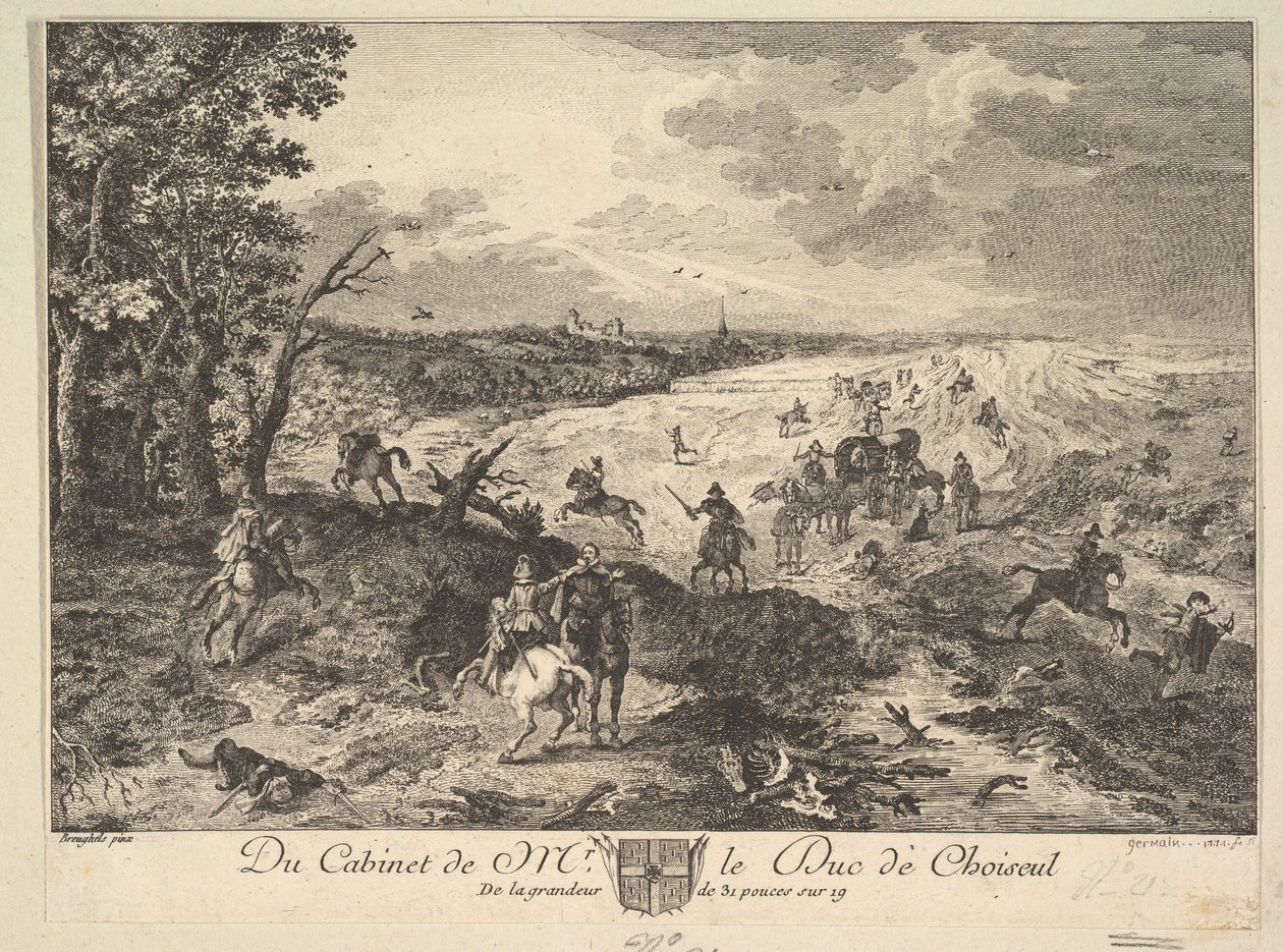 Overval op een weg na een schilderij in de collectie van de hertog van Choiseul, 1771 door Louis Germain