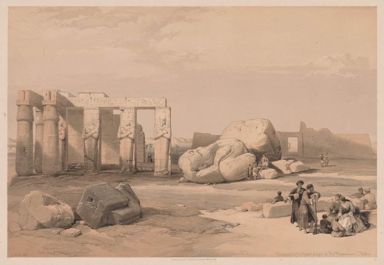 Egypte en Nubië: Deel II - Nr. 4, Fragmenten van de Grote Kolossen, bij het Memnonium door Louis Haghe