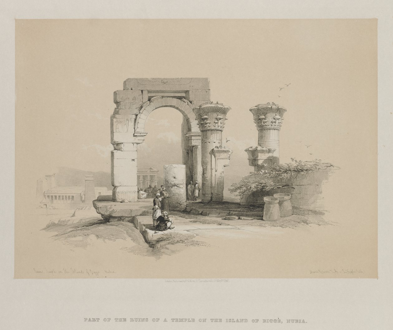 Egypte en Nubië, Deel II: Ruïnes - Tempel op het Eiland Biggeh, Nubië door Louis Haghe