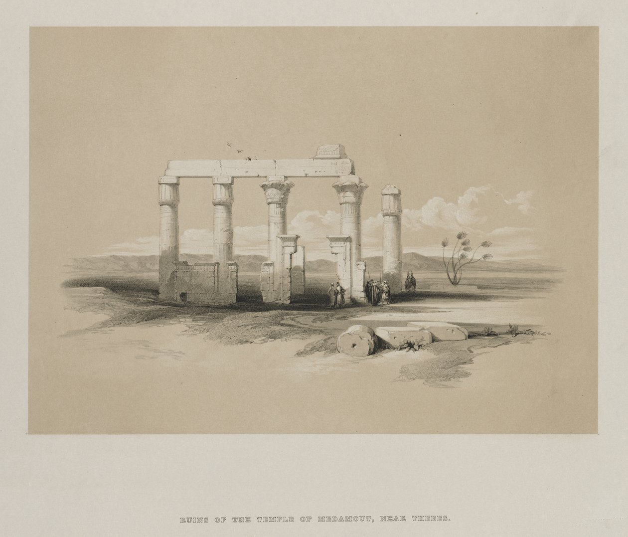 Egypte en Nubië, Deel II: Ruïnes van de Tempel van Madamoud, in Thebe, 1847 door Louis Haghe