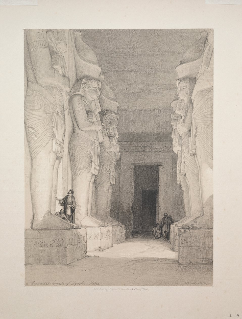 Egypte en Nubië: Deel I - Nr. 9, Uitgegraven Tempel van Gyrshe, Nubië door Louis Haghe