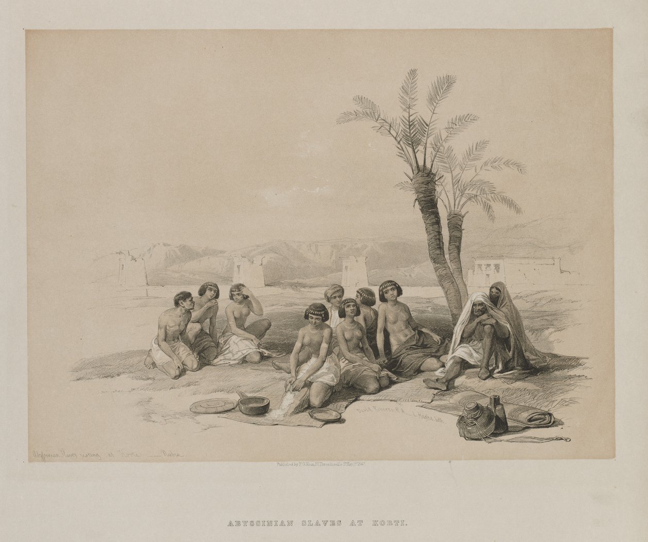 Egypte en Nubië, Deel I: Abessijnse Slaven Rusten in Korti-Nubië, 1847 door Louis Haghe