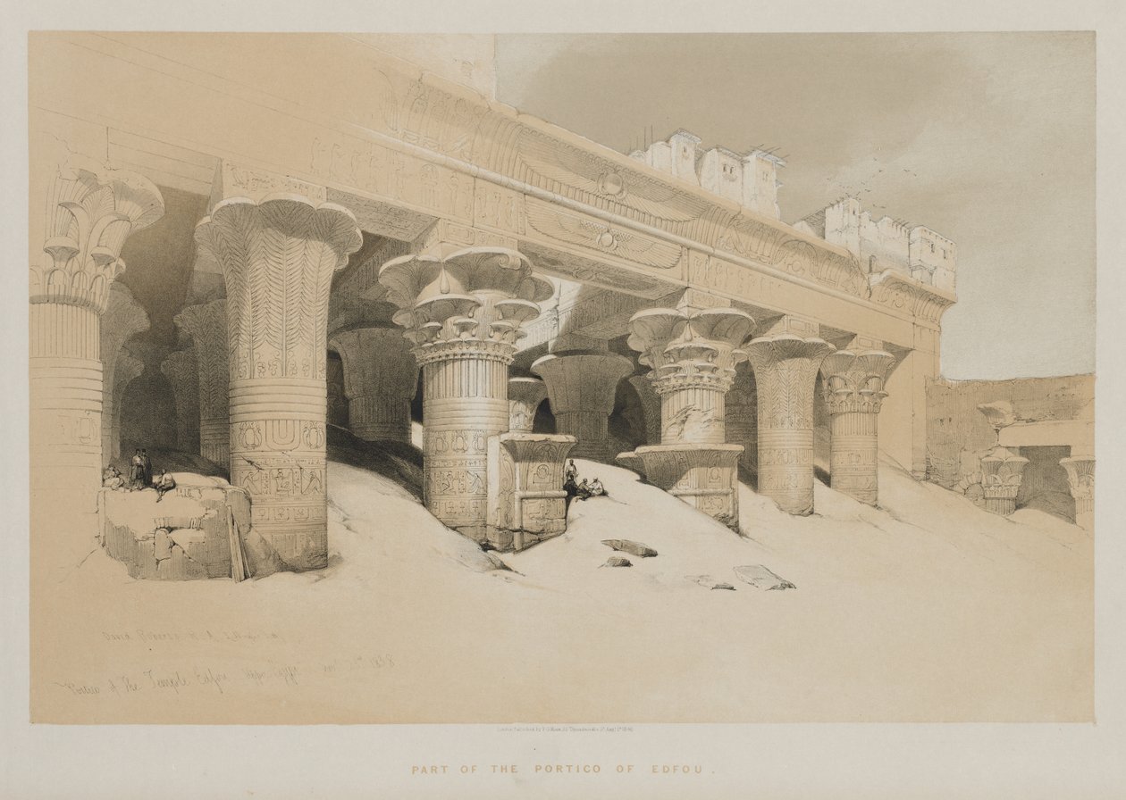 Egypte en Nubië Deel I: Portiek van de Tempel Edfou, Opper-Egypte, 1846 door Louis Haghe