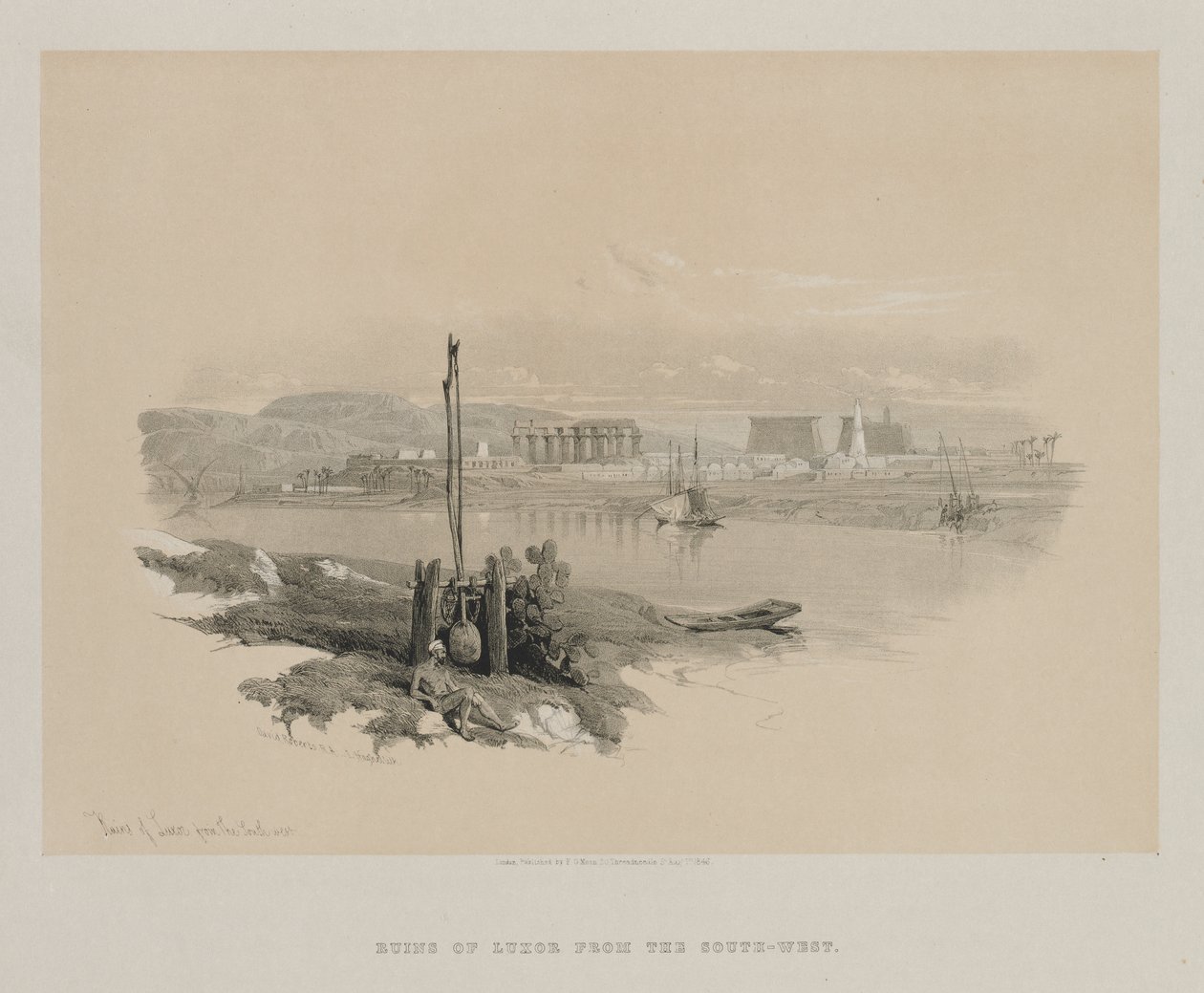 Egypte en Nubië, Deel I: Ruïnes van Luxor vanuit het zuidwesten, 1846 door Louis Haghe