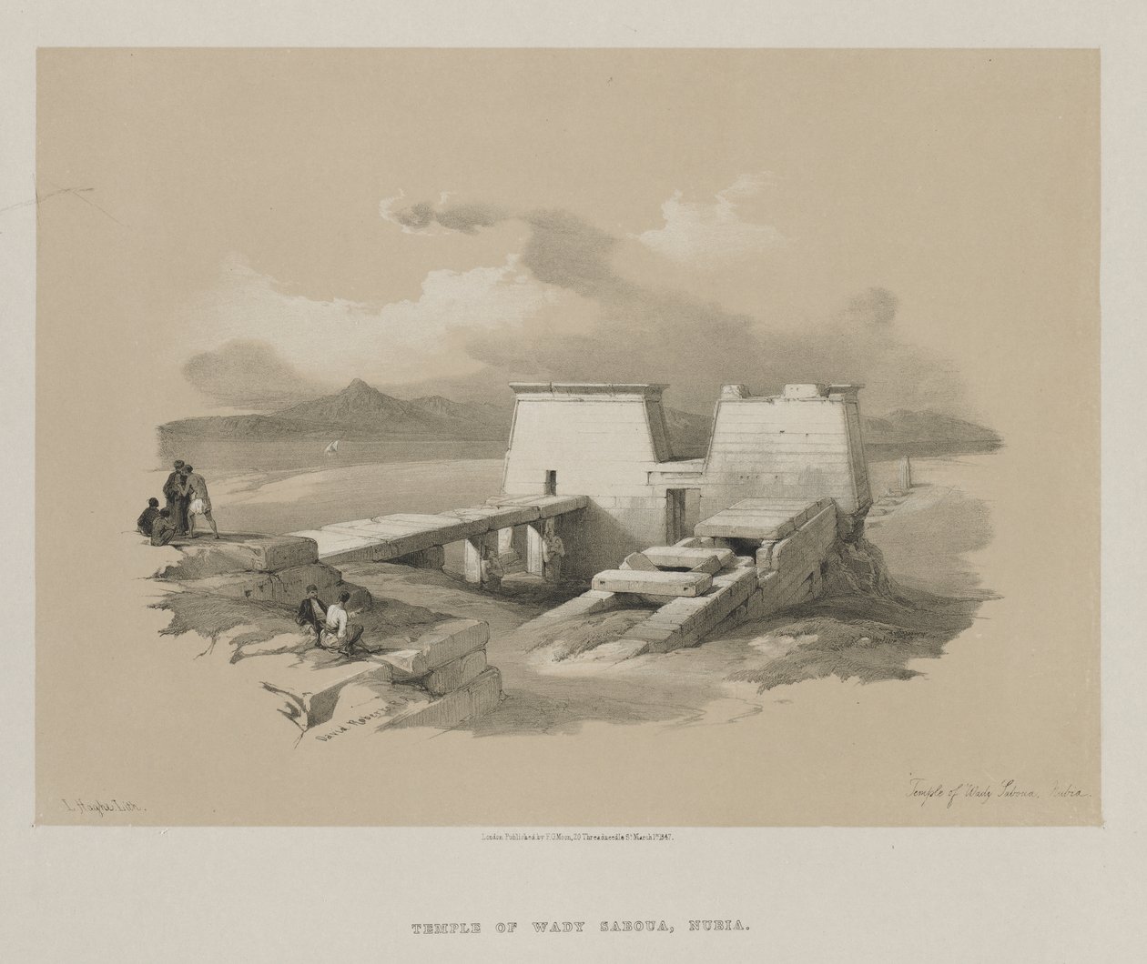 Egypte en Nubië, Deel I: Tempel van Wady Saboua, Nubië door Louis Haghe