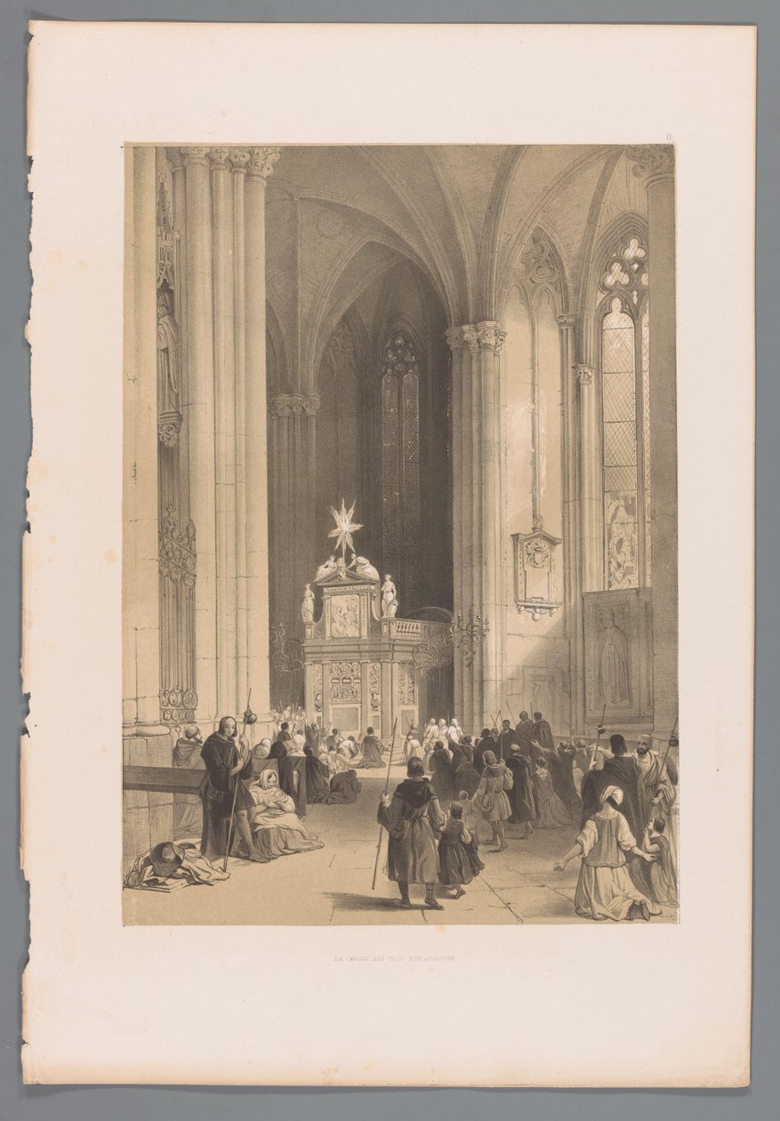 Gezicht op het reliekschrijn van de drie koningen in de Dom van Keulen door Louis Haghe