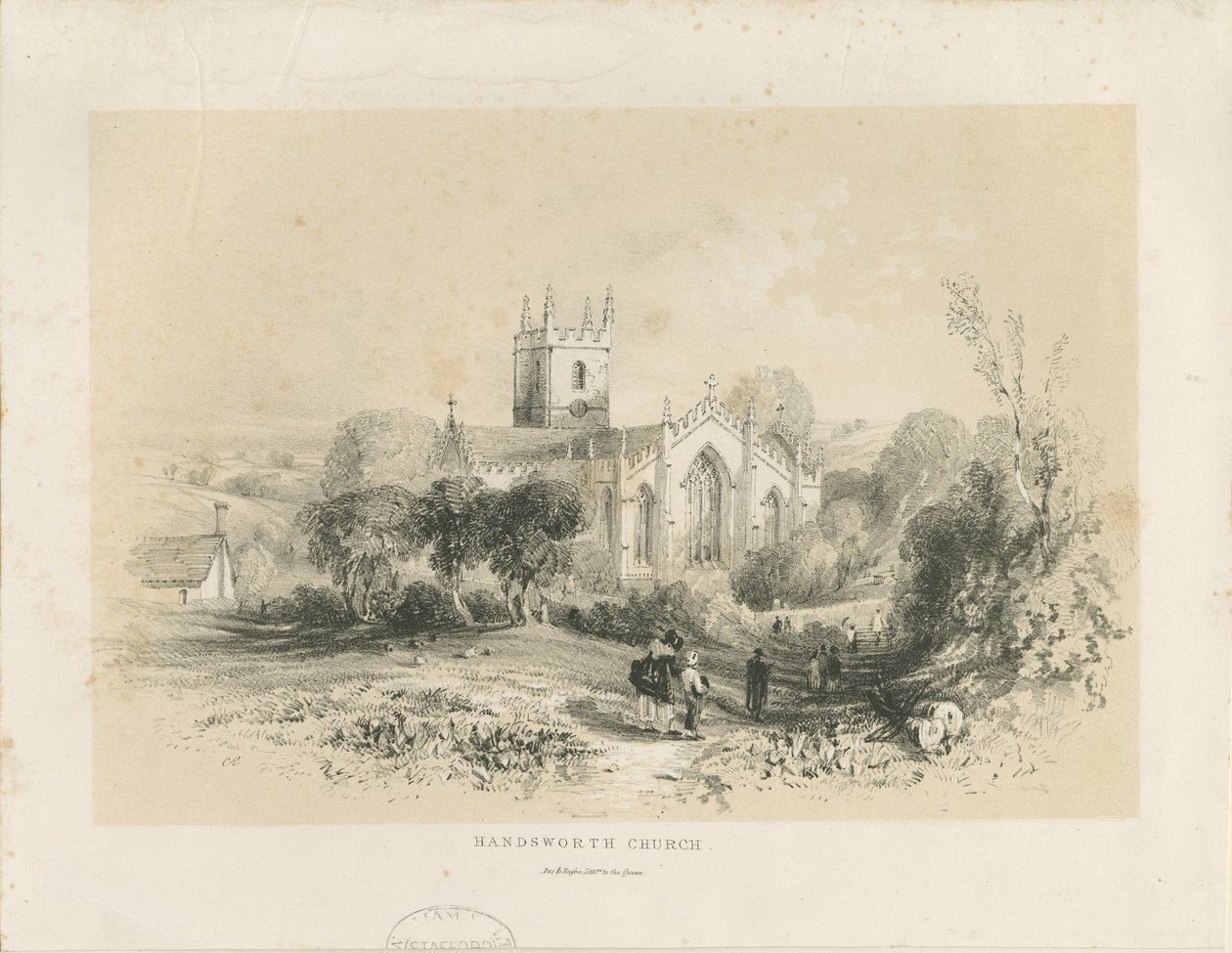Handsworth Kerk: lithografie, nd [1806-1885] door Louis Haghe