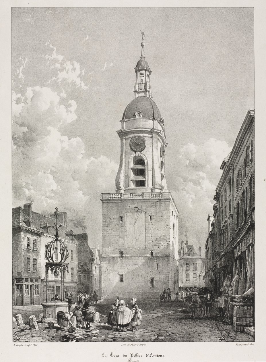 Pittoreske en Romantische Reizen in Oud Frankrijk, Picardië: De Belfortoren van Amiens door Louis Haghe