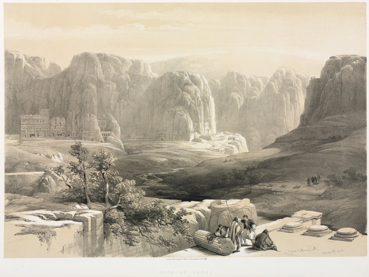 Het Heilige Land, Syrië, Idumea, Arabië, Egypte & Nubië Vol. III: Petra, kijkend naar het zuiden, 1842 door Louis Haghe