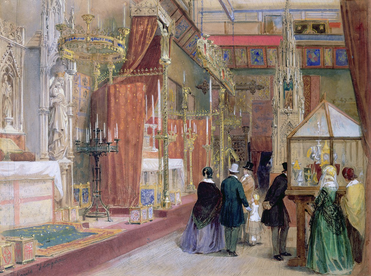 Het Middeleeuwse Hof van de Grote Tentoonstelling van 1851 door Louis Haghe