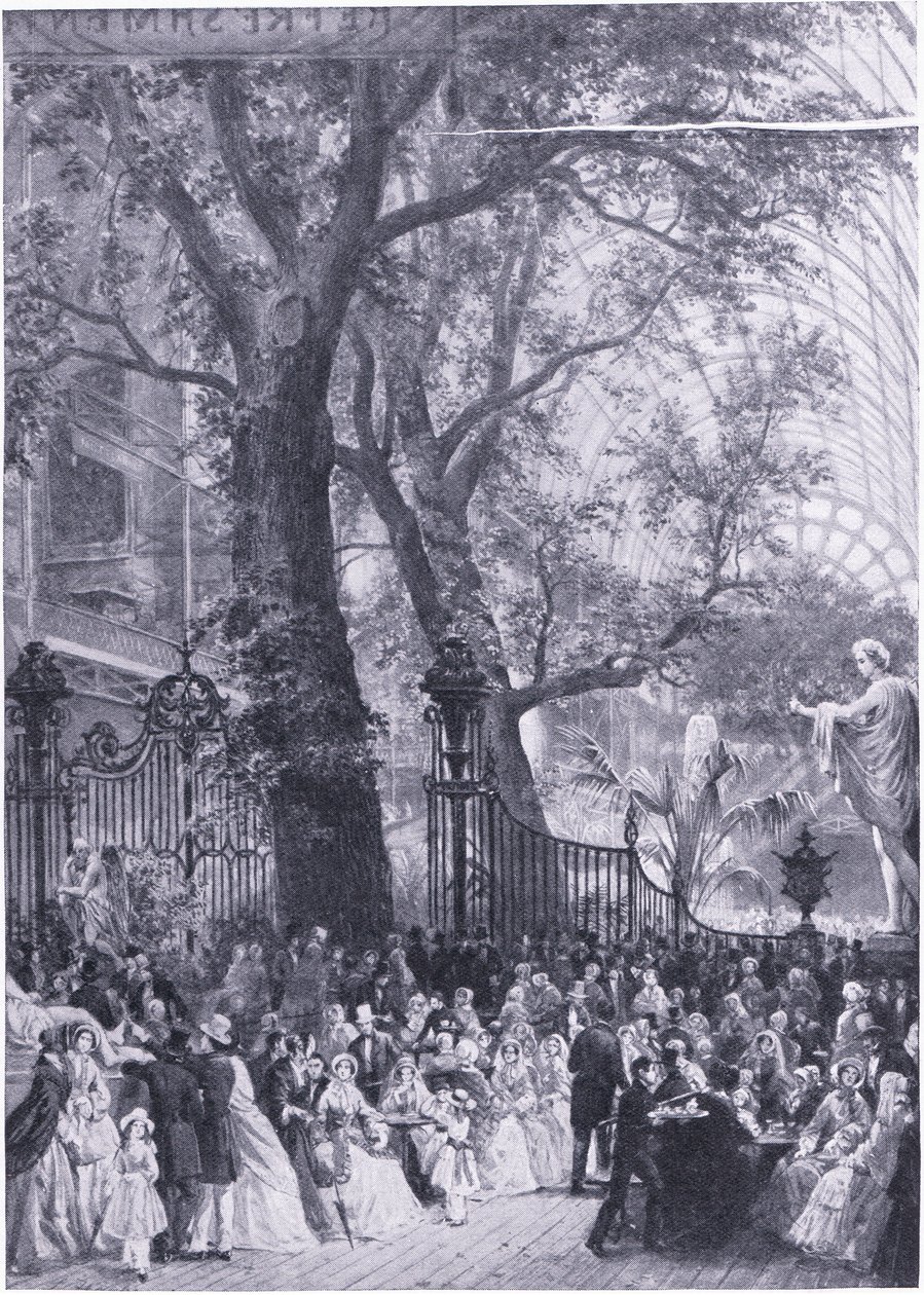 Interieur van de Grote Internationale Tentoonstelling 1851, uit Cassells History of the British People gepubliceerd door de Waverley Book Company Limited, ca. 1940 door Louis Hague