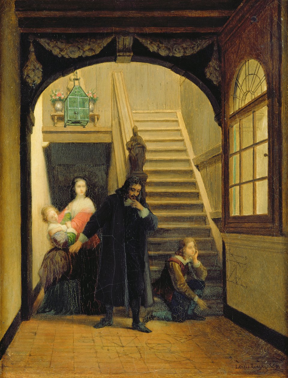 Scène uit de jeugd van Blaise Pascal (1623-62) 1860-70 door Louis Hector Leroux