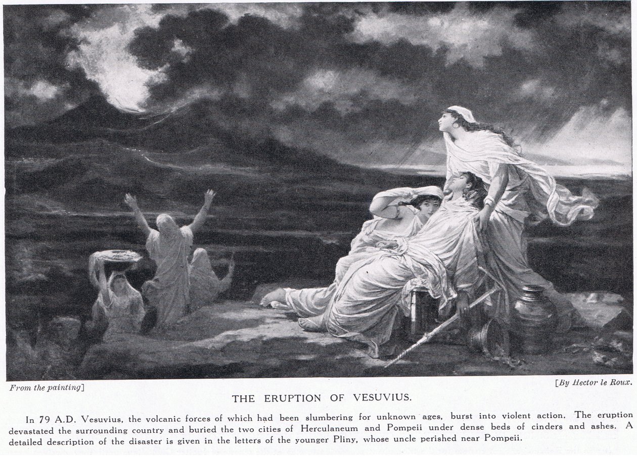 De uitbarsting van de Vesuvius 79AD door Louis Hector Leroux