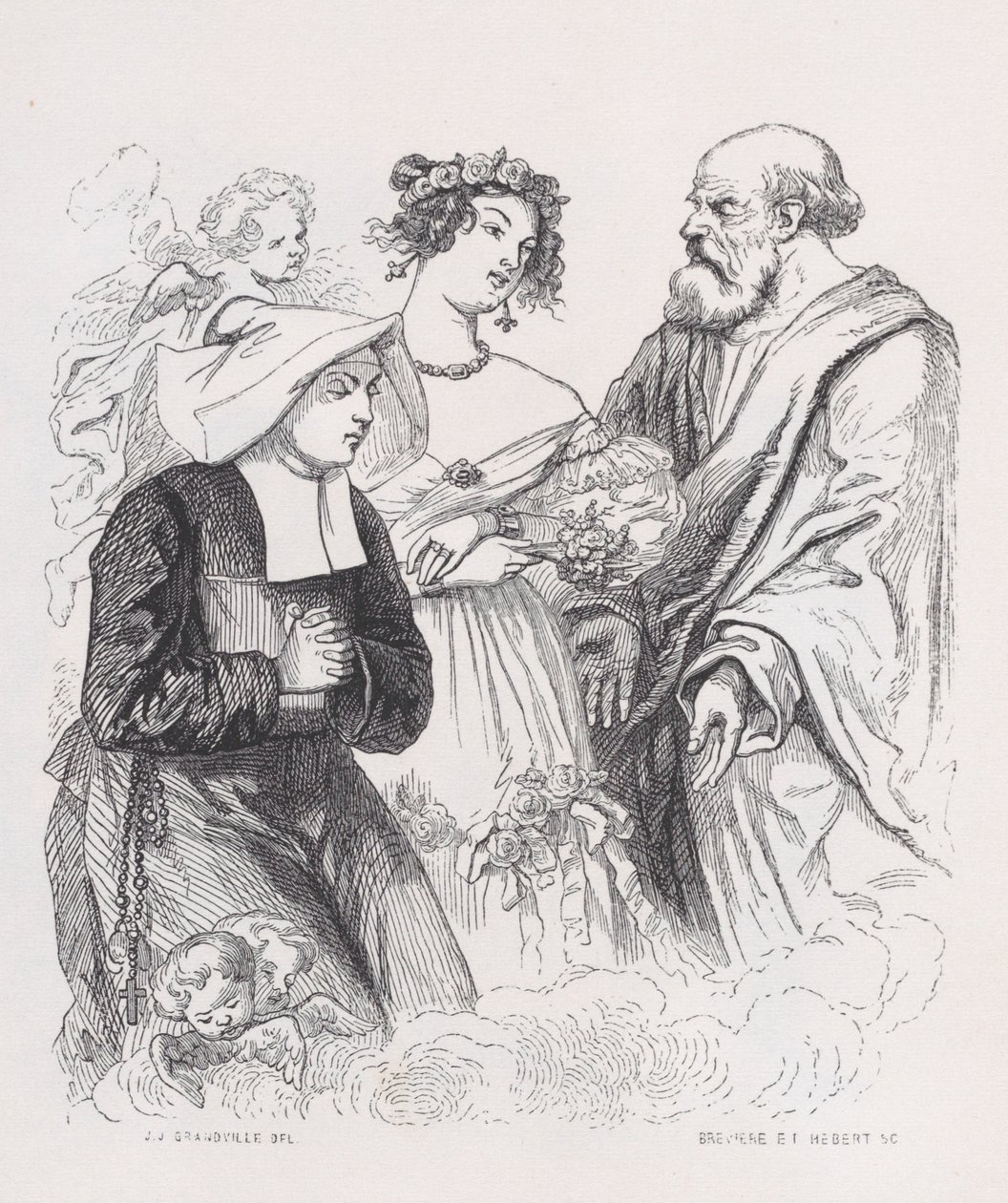 De Twee Zusters van Liefdadigheid uit Het Complete Werk van Béranger, 1836 door Louis Henri Brevière, Cesar Auguste Hebert