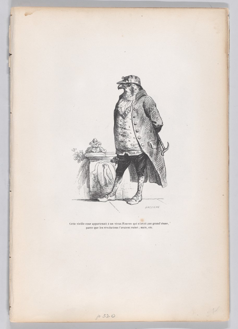 Dit oude hof heeft blijkbaar een oude valk... uit Scènes uit het Privé en Publieke Leven, ca. 1837-47 door Louis Henri Brévière