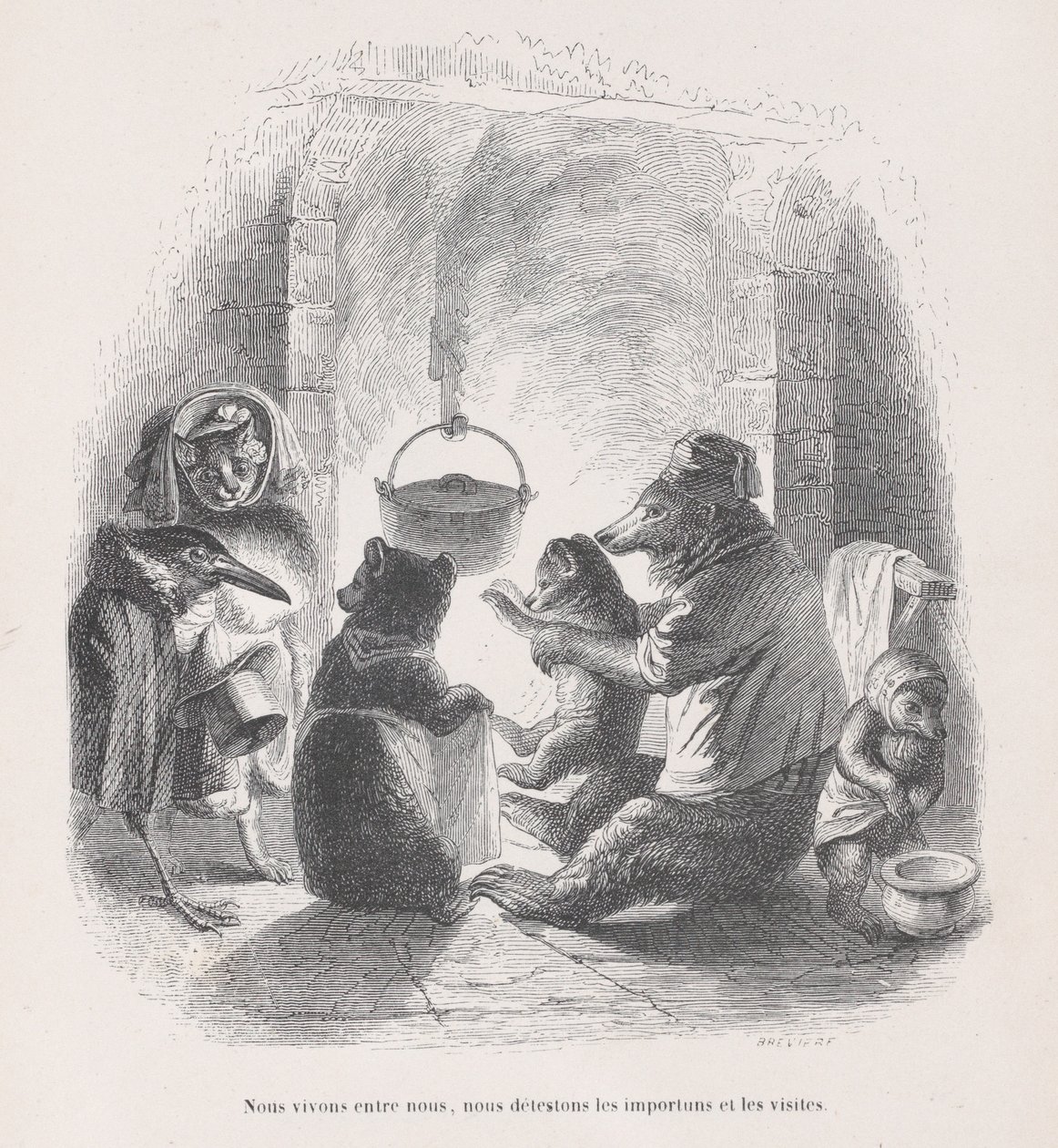 We leven tussen onszelf, we haten de overlast en de bezoeken uit Scènes uit th... door Louis Henri Brévière