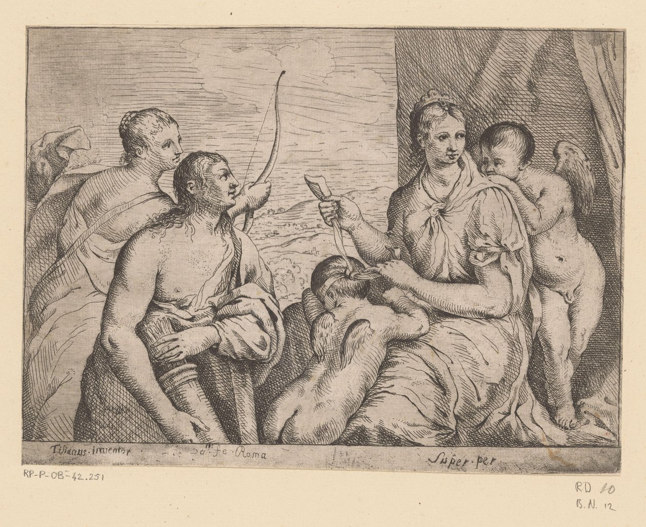 Venus blinddoekt Amor door Louis I Boullogne