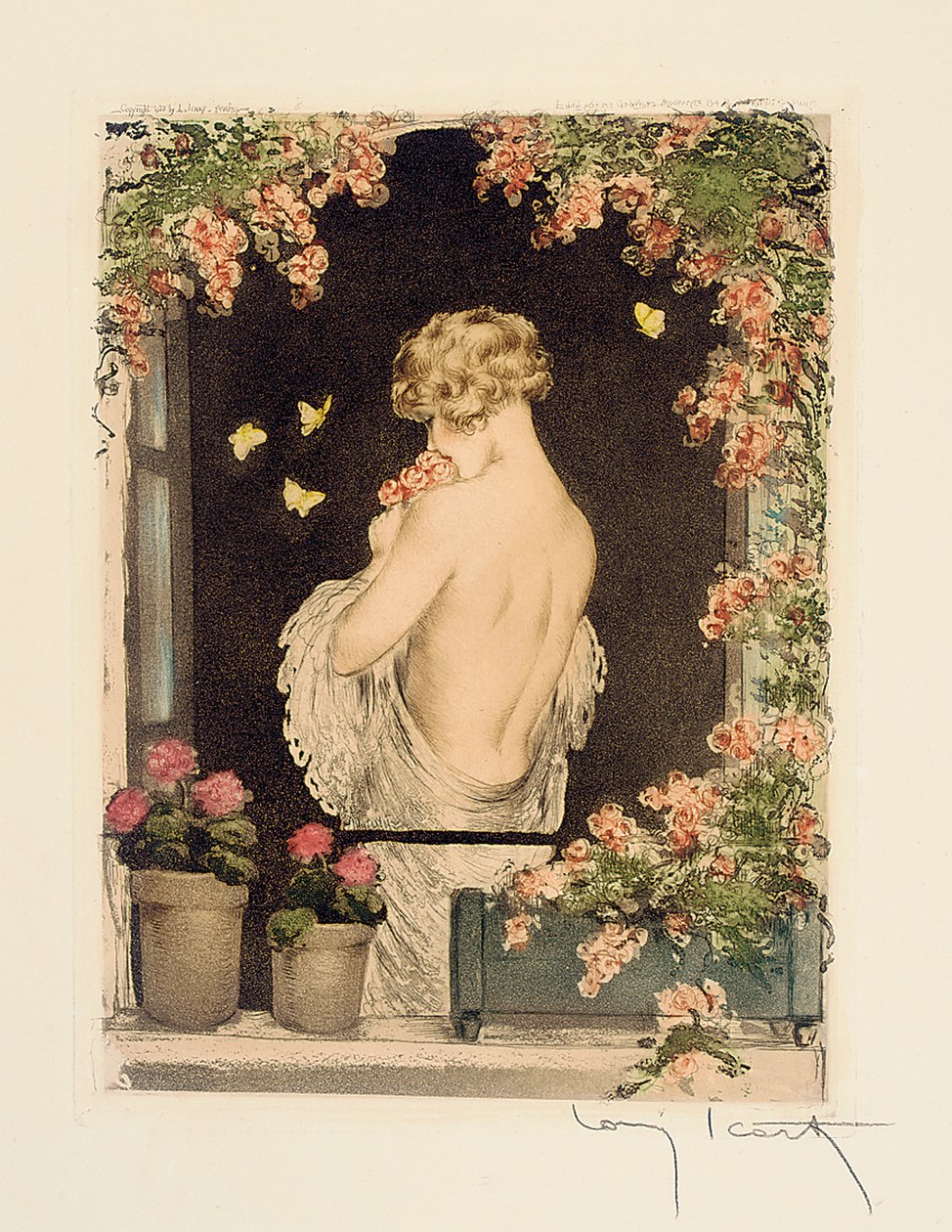 De Vier Seizoenen: Zomer, c.1928 (handgekleurde droge naald & aquatint) door Louis Icart