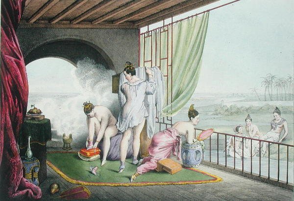 Baden bij hun toilet, gepubliceerd 1824-27 door Louis Jacques Nicolas Schaal