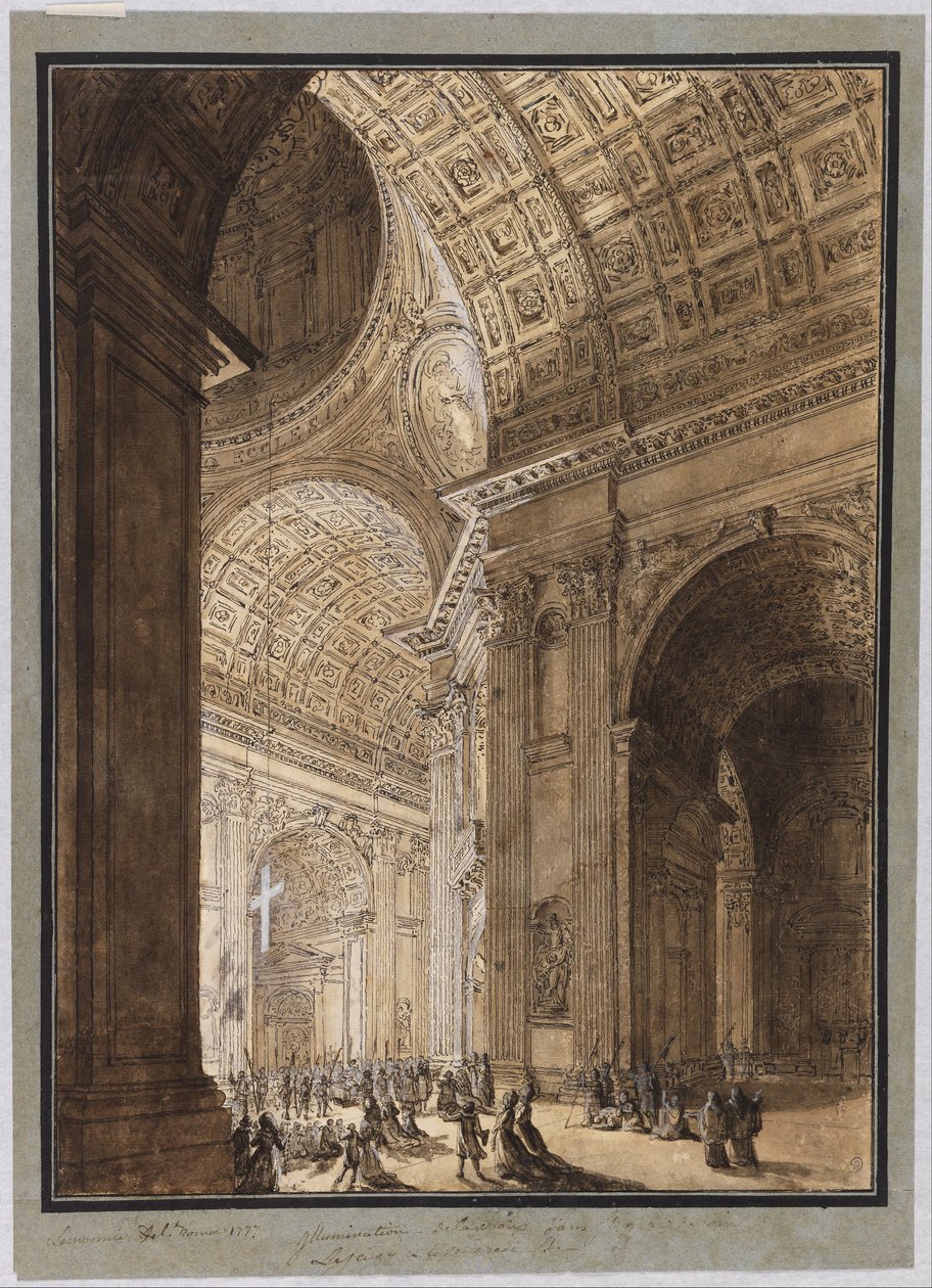 Interieur van de Verlichte Sint-Pieter door Louis Jean Desprez