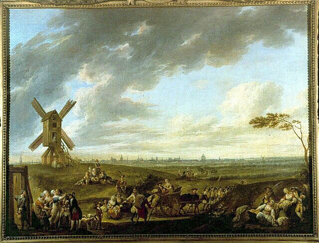 Zicht op Lille genomen door Dieu-de-Marcq - door Louis Joseph Watteau dit Watteau de Lille (1731-1798), Musee de Lille door Louis Joseph  Watteau