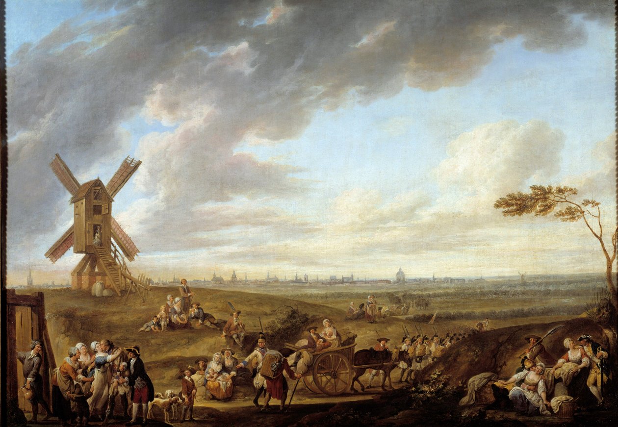 Uitzicht op Lille vanaf de god van Marcq door Louis Joseph  Watteau