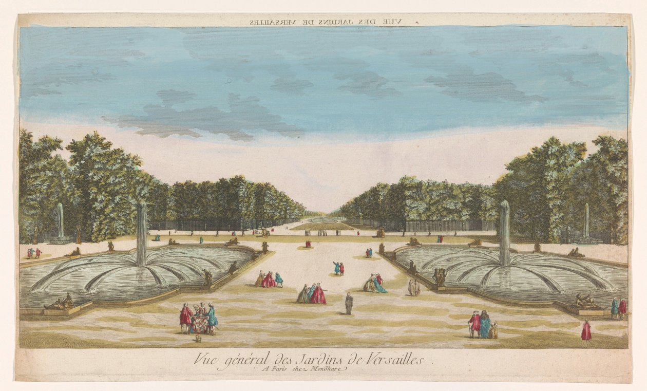 Gezicht op de Tuin van Versailles door Louis-Joseph Mondhare