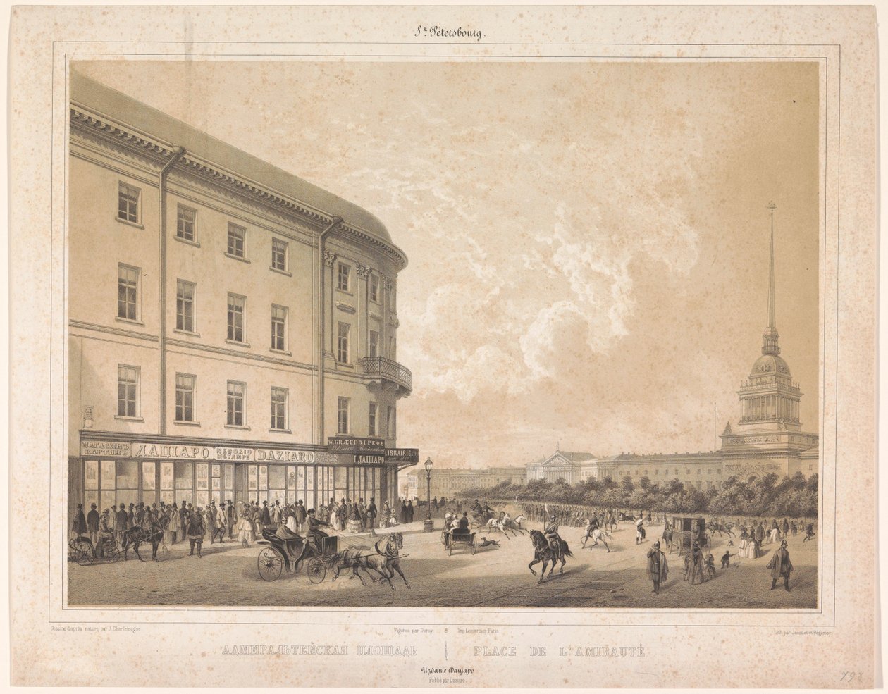 Gezicht op het Admiraliteitsplein te Sint-Petersburg door Louis Julien Jacottet
